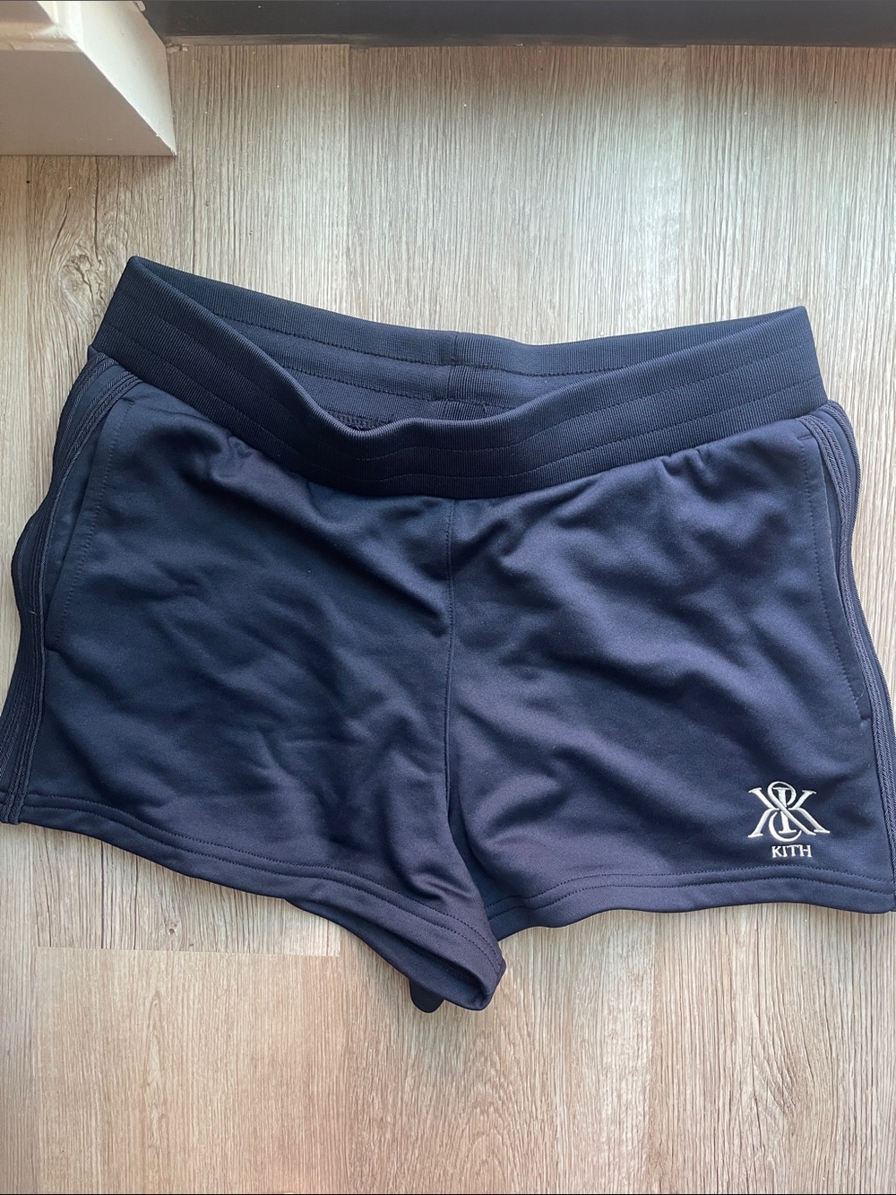 Kith Women's Dark Navy Drawstring Athletic Shorts with Logo